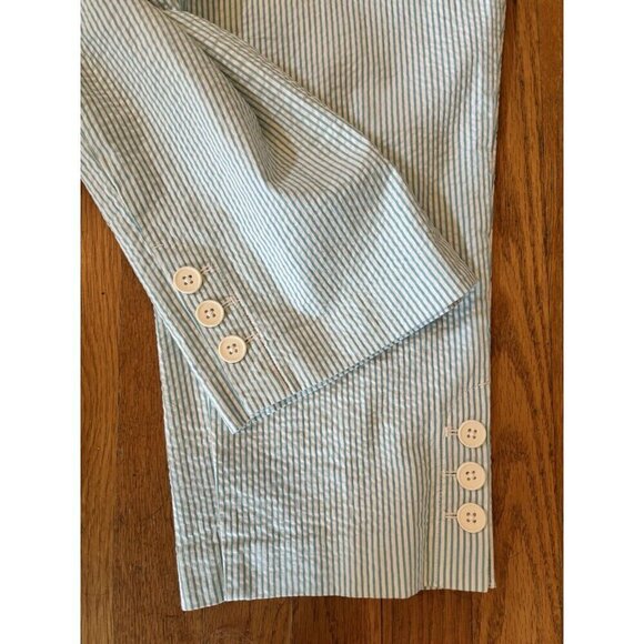 Talbots Womens Size 10 Green White Stripe Capri Pants Seersucker - Picture 3 of 5